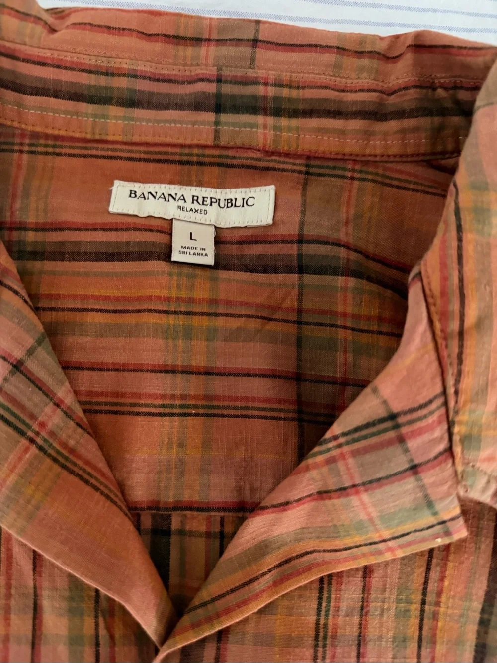 Banana Republic Orange Plaid Short-Sleeve Button-Down Shirt